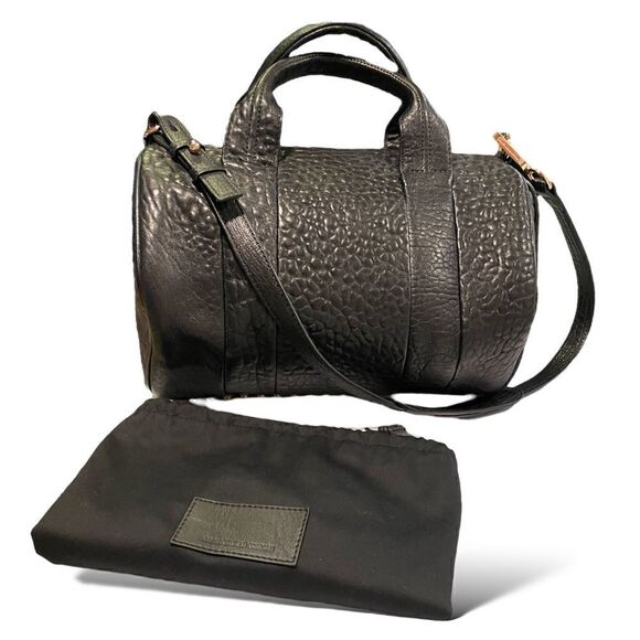 ALEXANDER WANG Pebbled Lambskin Rockie & Rose Gold Hardware Crossbody/Tote Bag - Picture 1 of 15